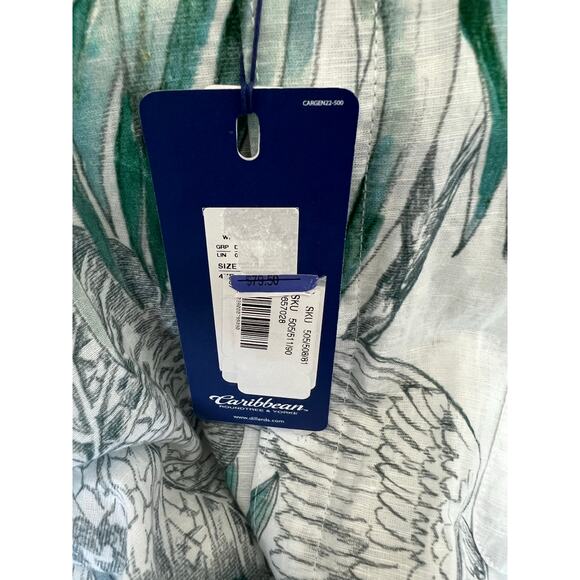 NWT Caribbean Isle Breeze Cotton Linen Short Sleeve Button Down Woven Shirt 4XB - Picture 8 of 12
